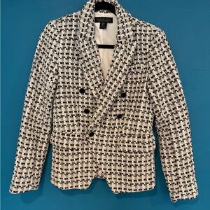 Rachel Zoe Double Breasted Tweed Wool Career  Blazer